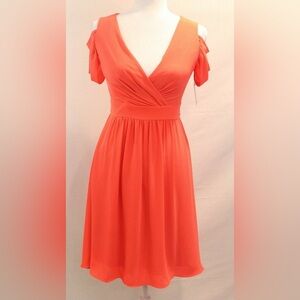 NWT Marc New York Pinkish Orange Flutter Sleeve Midi Dress Cold shoulder